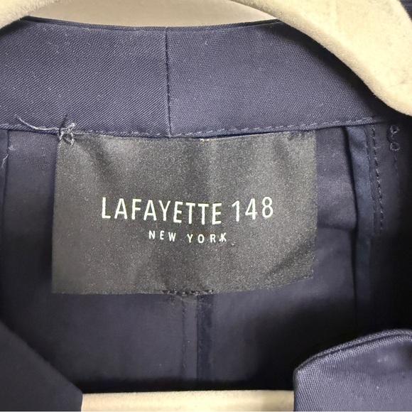 Lafayette 148 Bi-Stretch Cotton Fundamental Zip Front Jacket Size 8 Navy Career - Picture 4 of 8
